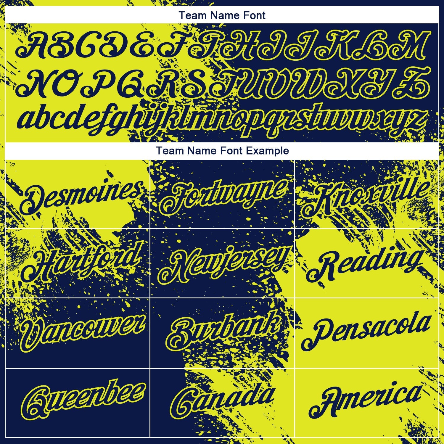 Custom Navy Neon Yellow 3D Pattern Design Abstract Brush Stroke Performance T-Shirt view 3