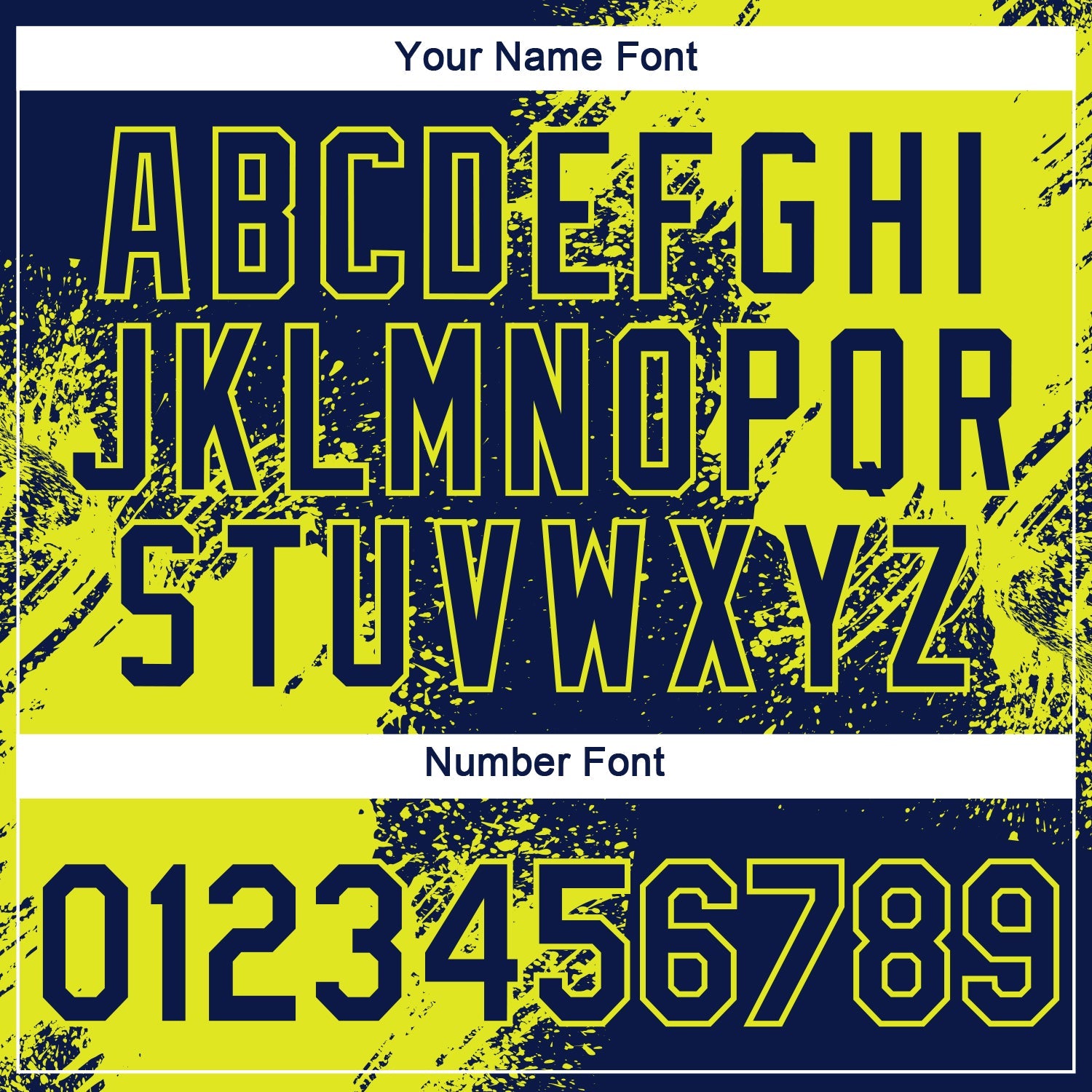 Custom Navy Neon Yellow 3D Pattern Design Abstract Brush Stroke Performance T-Shirt view 4