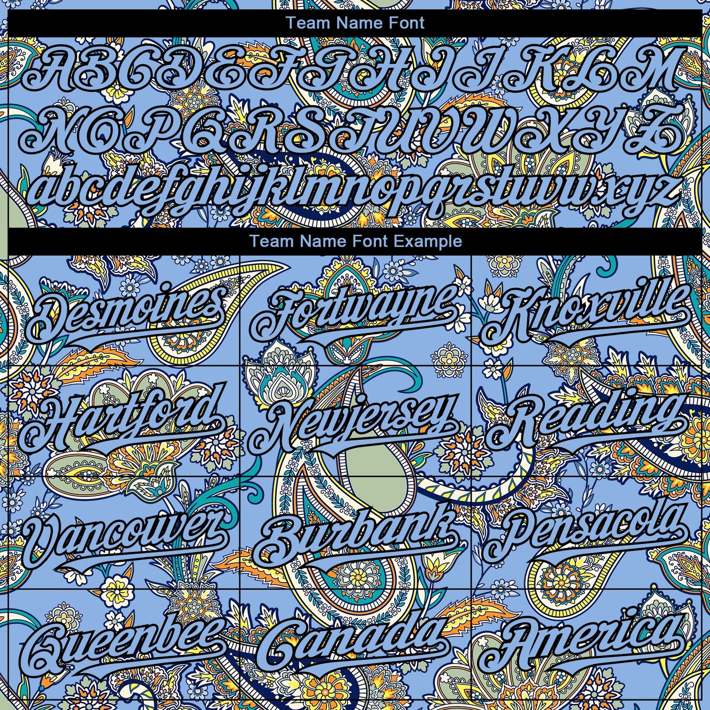 Custom Light Blue Black Rave Party Ethnic Paisley Bandana Authentic Baseball Jersey view 4