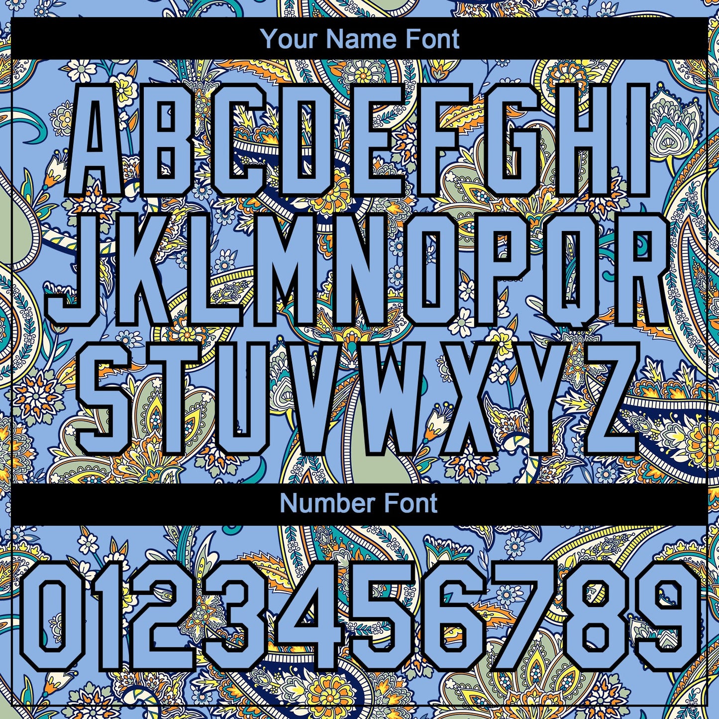 Custom Light Blue Black Rave Party Ethnic Paisley Bandana Authentic Baseball Jersey view 5