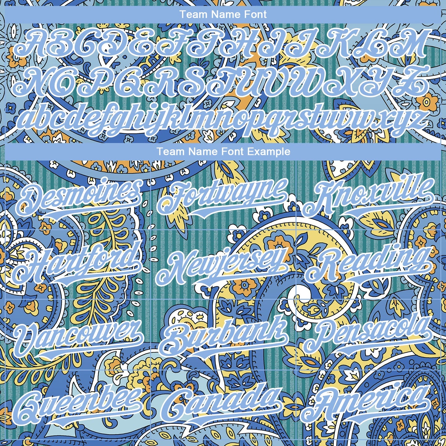 Custom Teal Light Blue-White Rave Party Ethnic Paisley Bandana Authentic Baseball Jersey view 4