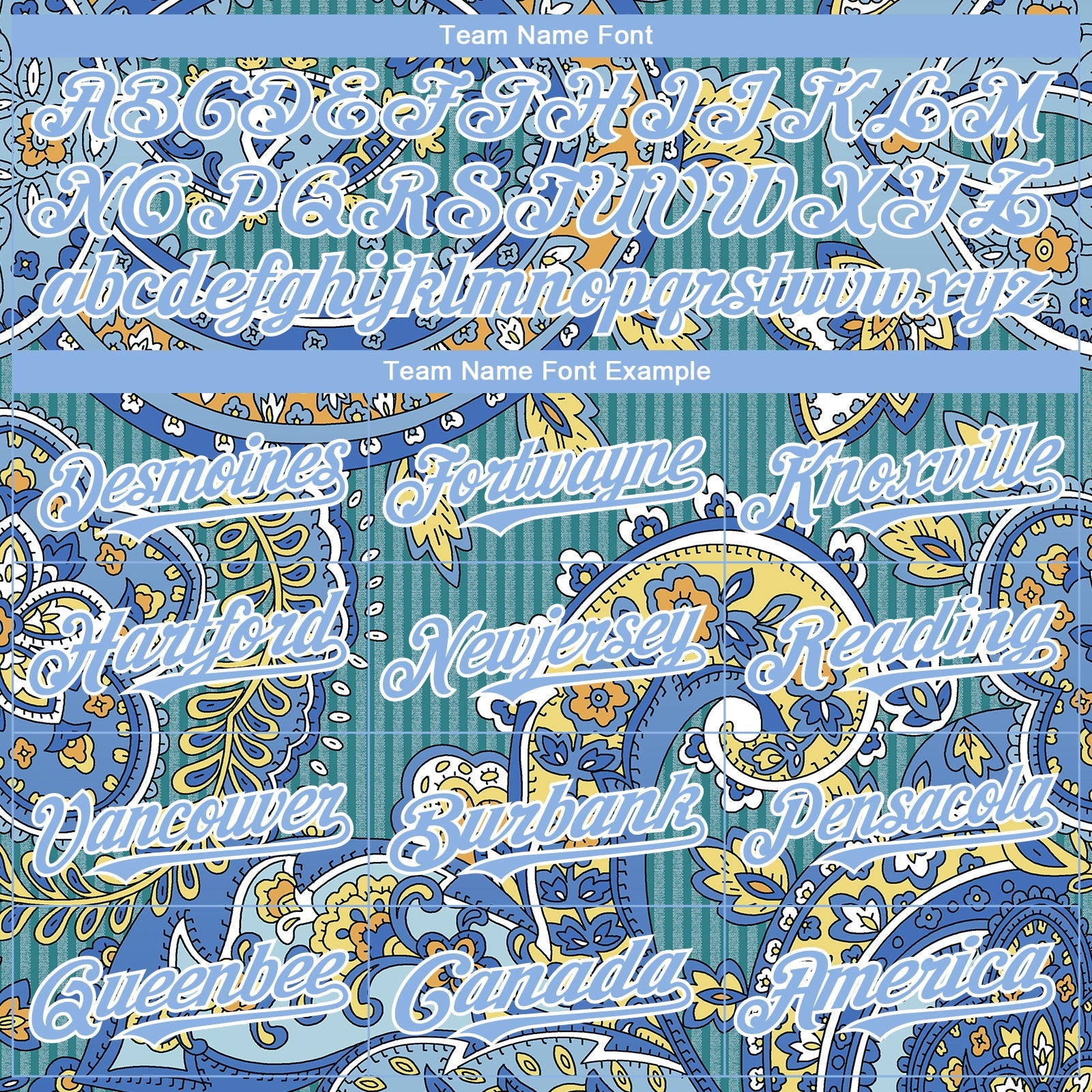 Custom Teal Light Blue-White Rave Party Ethnic Paisley Bandana Authentic Baseball Jersey view 4