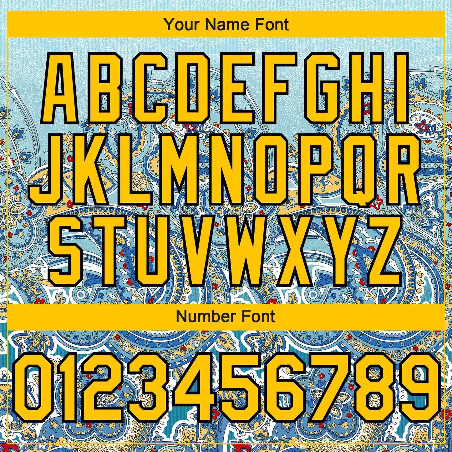 Custom Blue Yellow-Black Rave Party Ethnic Paisley Bandana Authentic Baseball Jersey view 5