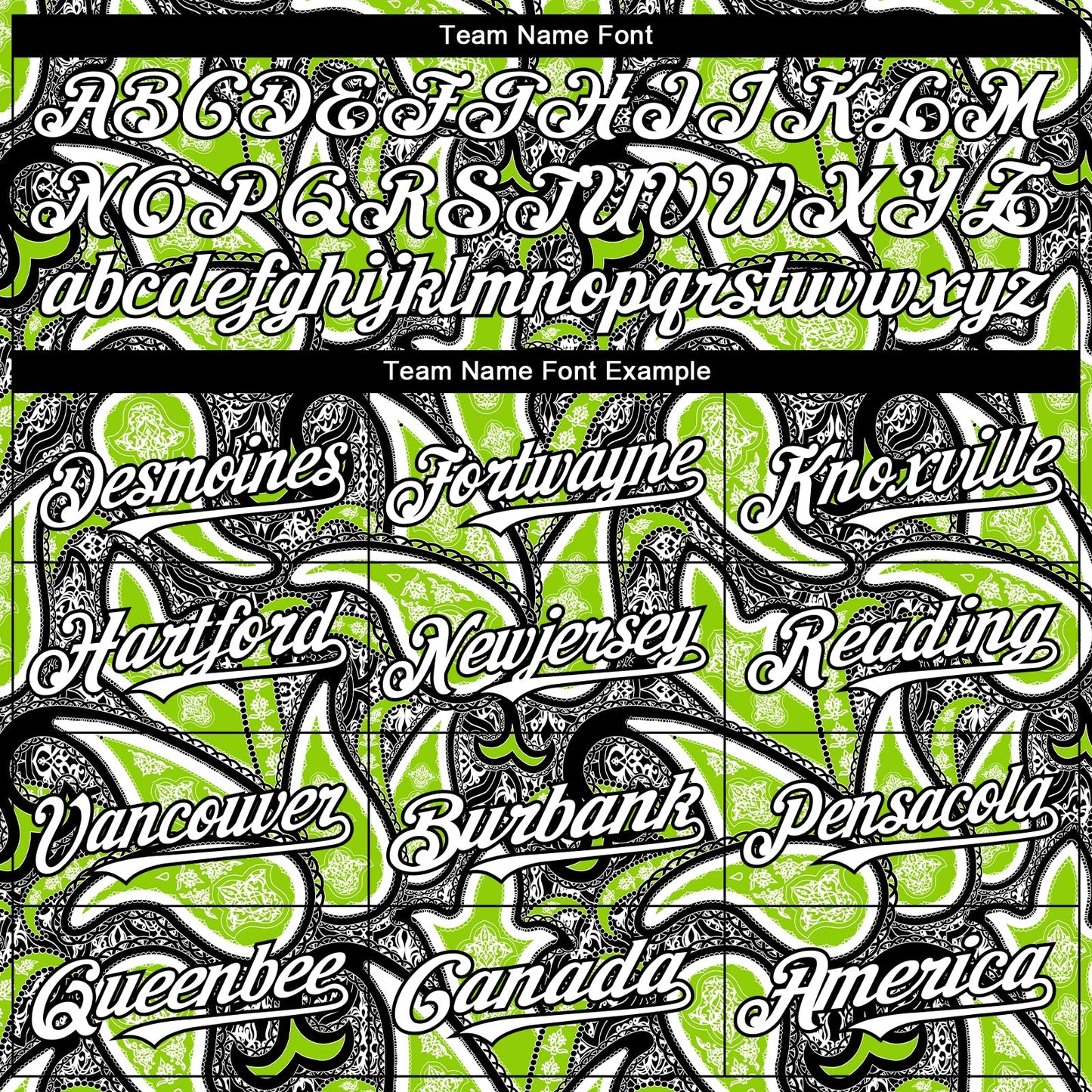 Custom Black White-Neon Green Rave Party Ethnic Paisley Bandana Authentic Baseball Jersey view 4
