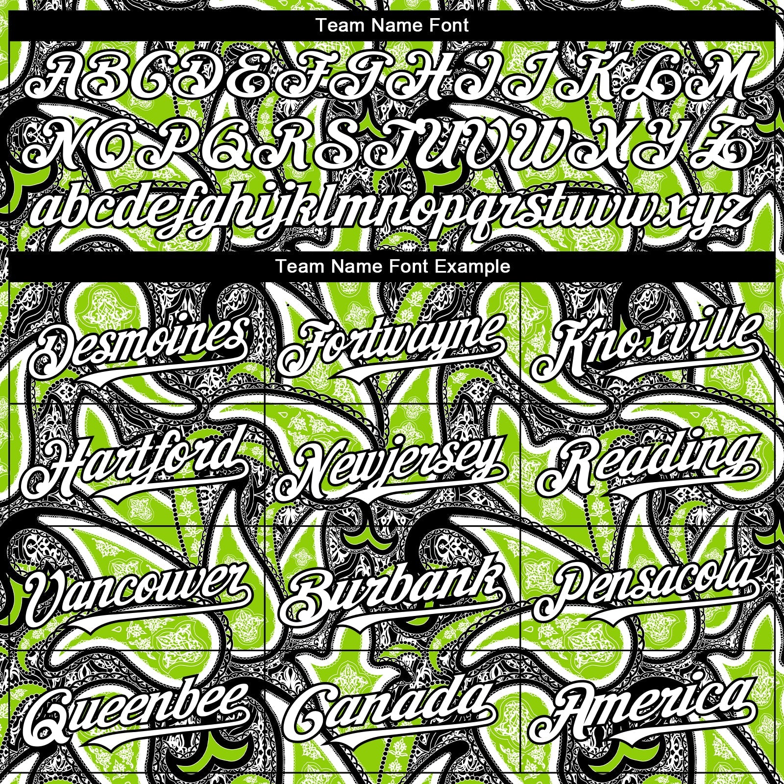 Custom Black White-Neon Green Rave Party Ethnic Paisley Bandana Authentic Baseball Jersey view 4