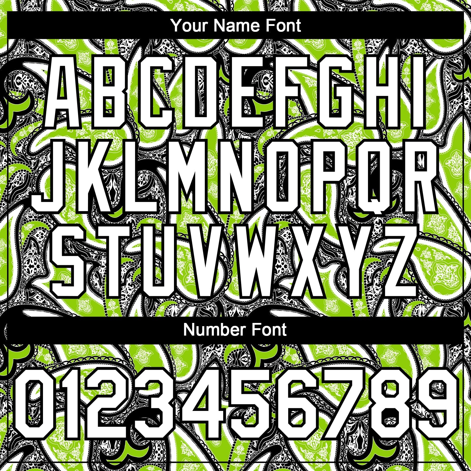 Custom Black White-Neon Green Rave Party Ethnic Paisley Bandana Authentic Baseball Jersey view 5