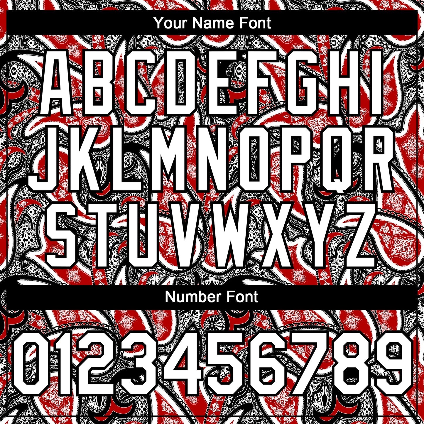Custom Black White-Red Rave Party Ethnic Paisley Bandana Authentic Baseball Jersey view 5