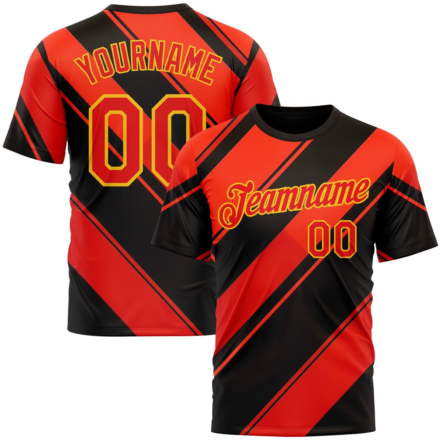 Custom Black Fire Red-Yellow 3D Pattern Design Patriot USA Heat Sportswear Performance T-Shirt - Main View