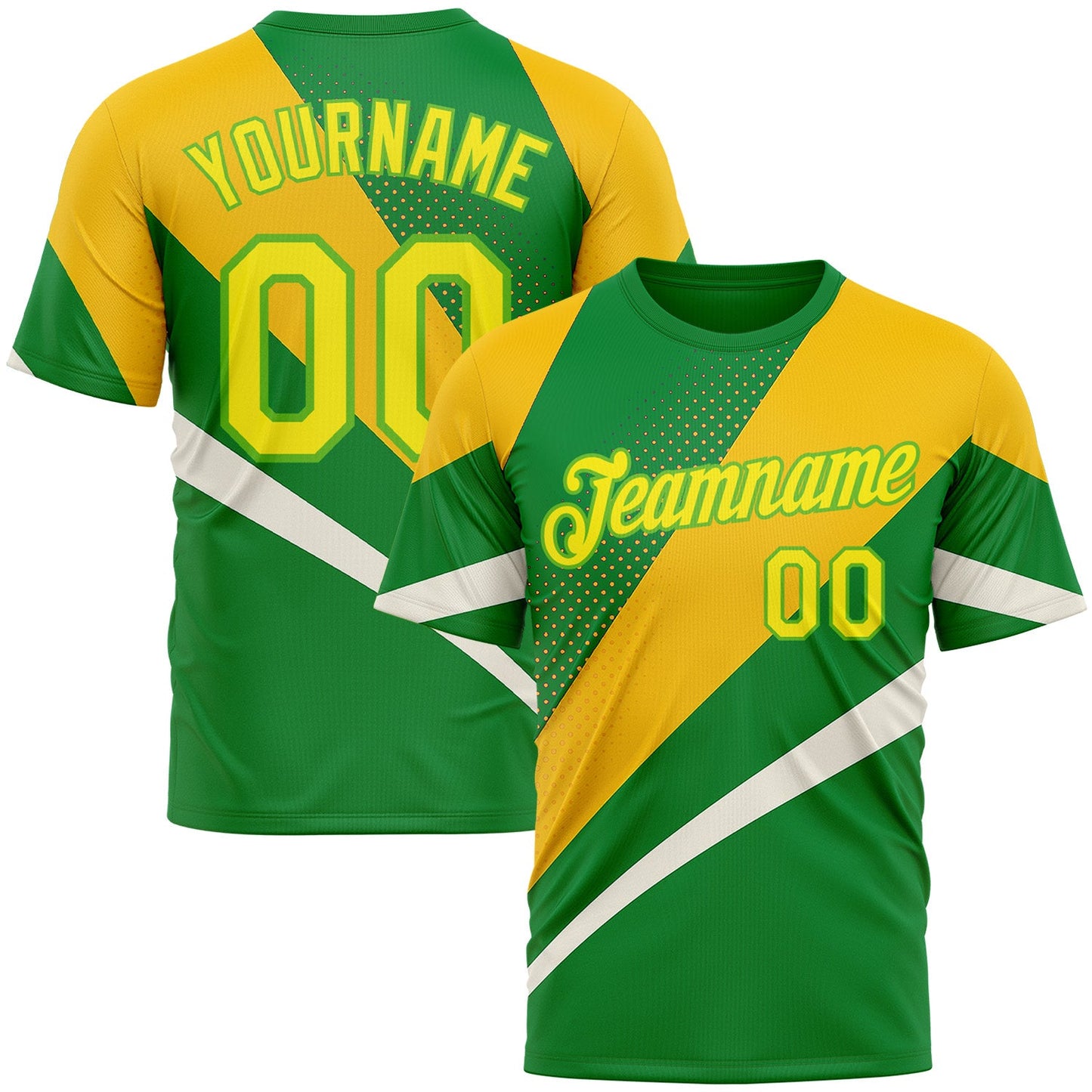 Custom Green Light Yellow Aurora Green-Yellow 3D Pattern Design Brazil Sportswear Performance T-Shirt - Main View