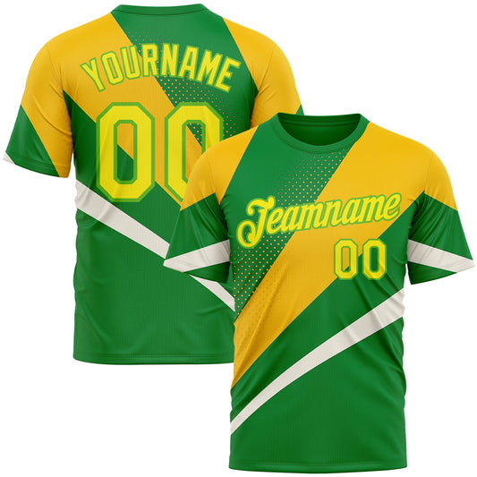 Custom Green Light Yellow Aurora Green-Yellow 3D Pattern Design Brazil Sportswear Performance T-Shirt - Main View