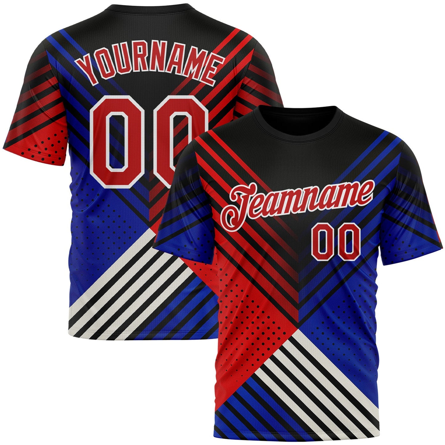 Custom Black Red Blue-White 3D Pattern Design USA Inspired America Sportswear Performance T-Shirt - Main View