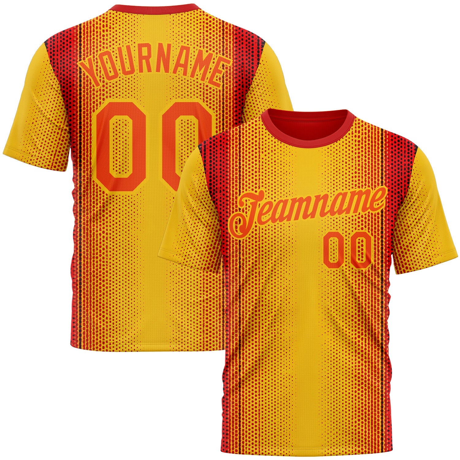 Custom Yellow Orange 3D Pattern Design Gradient Spain Sportswear Performance T-Shirt - Main View