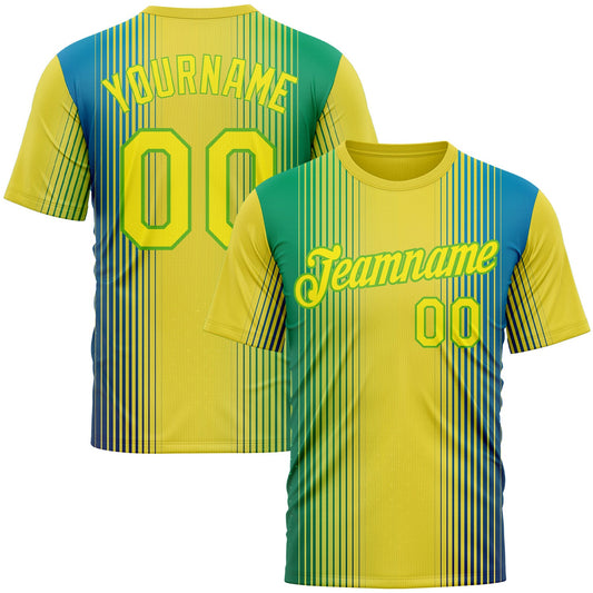 Custom Yellow Light Yellow-Aurora Green 3D Pattern Design Gradient Brazil Africa Sportswear Performance T-Shirt - Main View