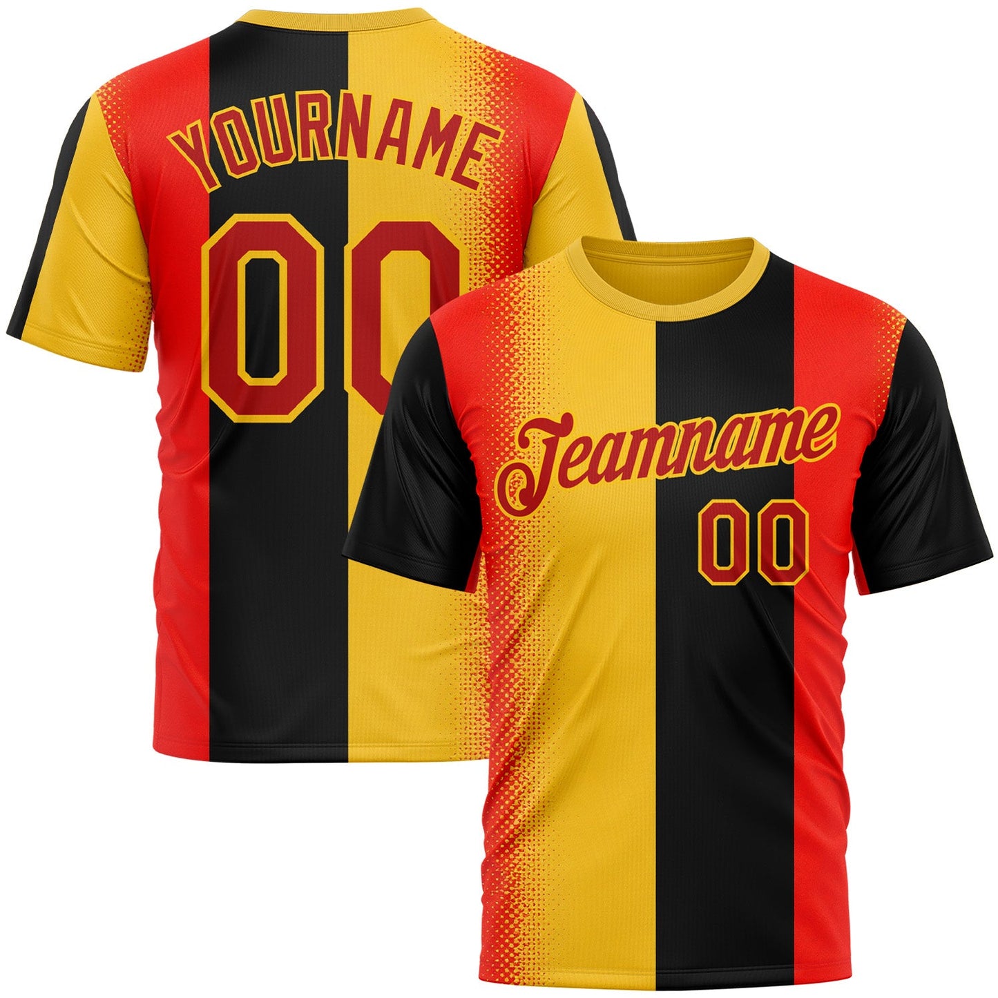 Custom Yellow Red-Black 3D Pattern Design Germany Sportswear Performance T-Shirt - Main View