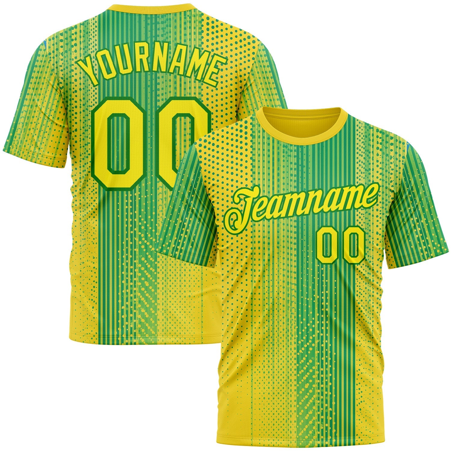 Custom Yellow Light Yellow-Grass Green 3D Pattern Design Brazil Africa Sportswear Performance T-Shirt - Main View