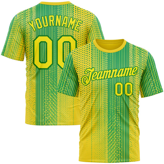 Custom Yellow Light Yellow-Grass Green 3D Pattern Design Brazil Africa Sportswear Performance T-Shirt - Main View