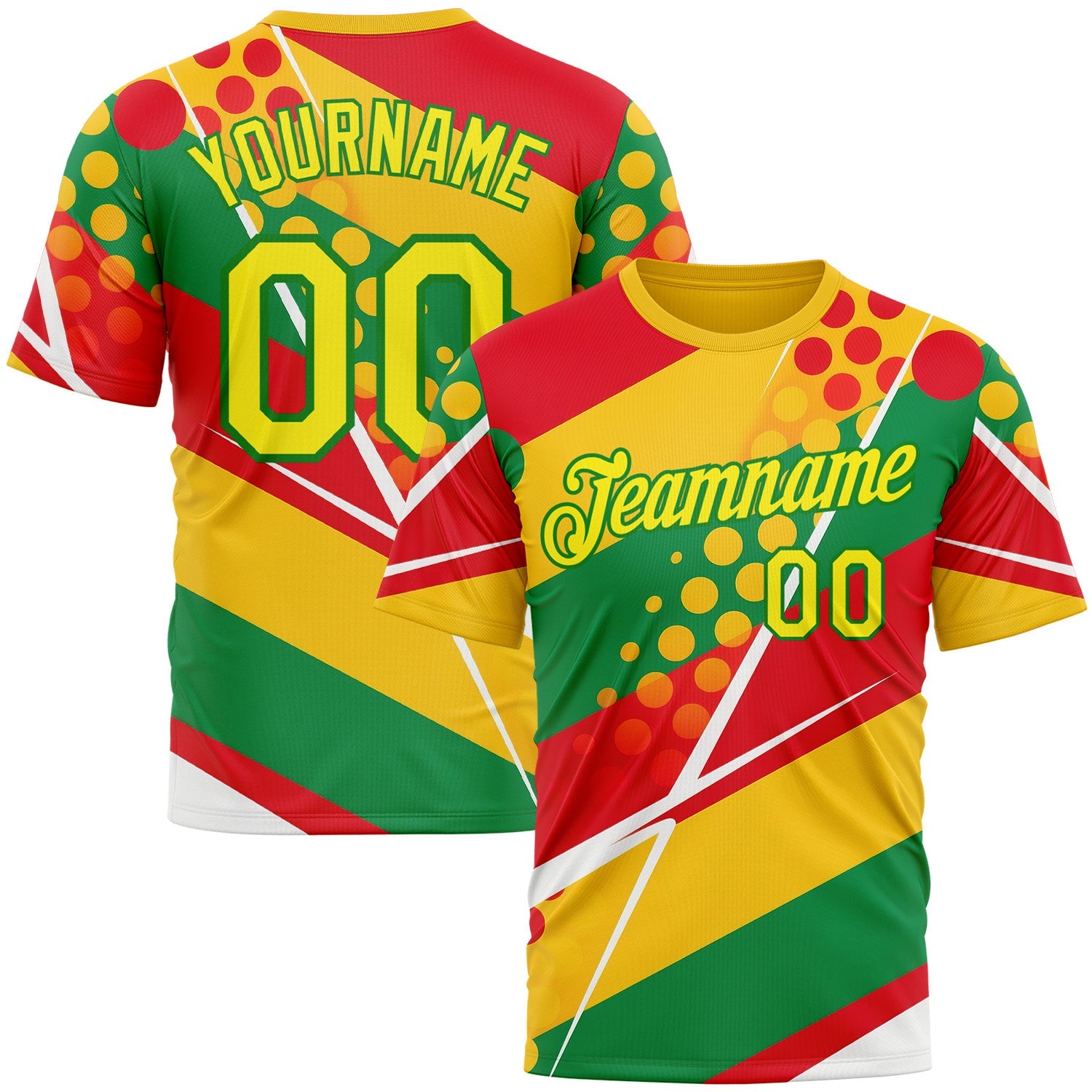 Custom Yellow Light Yellow Red-Grass Green 3D Pattern Design Africa Sportswear Performance T-Shirt - Main View