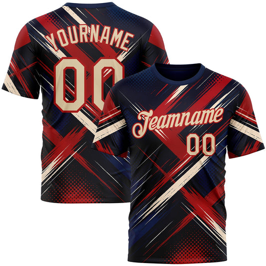 Custom Blue City Cream-Red 3D Pattern Design Germany Sportswear Performance T-Shirt - Main View
