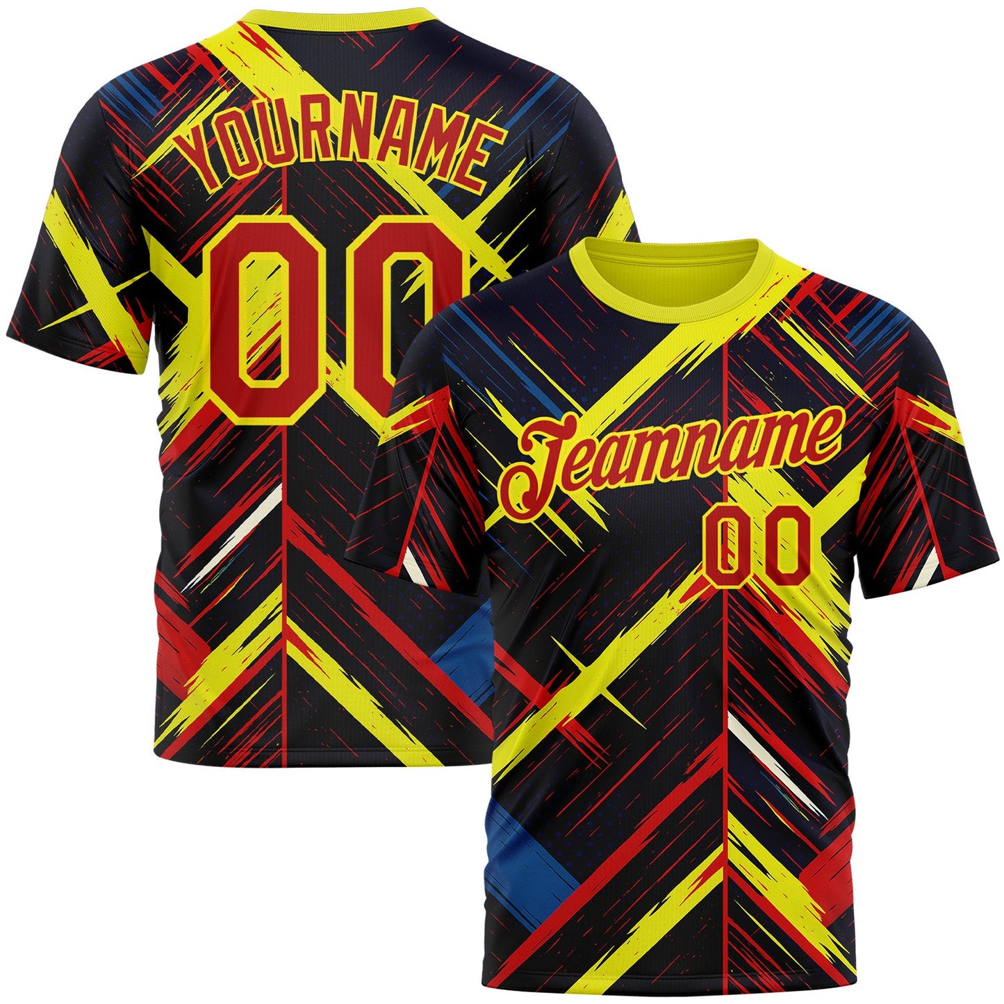 Custom Black Red Light Yellow-Blue 3D Pattern Design Germany Sportswear Performance T-Shirt - Main View