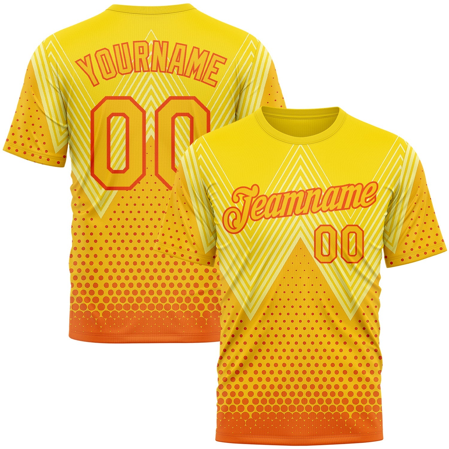 Custom Yellow Orange 3D Pattern Design Spain Sportswear Performance T-Shirt - Main View