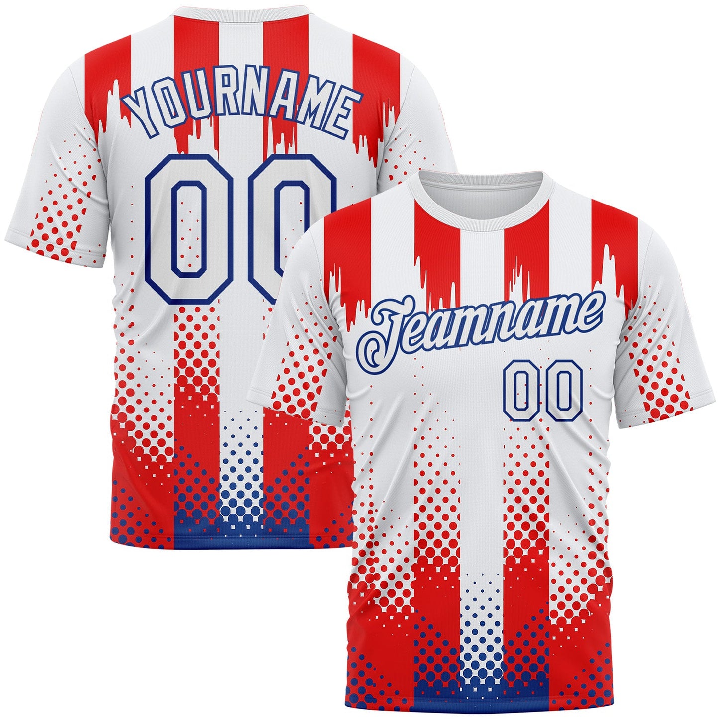 Custom White Red-Royal 3D Pattern Design USA Inspired America Sportswear Performance T-Shirt - Main View