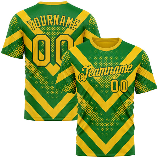 Custom Green Yellow 3D Pattern Design Brazil Africa Sportswear Performance T-Shirt - Main View