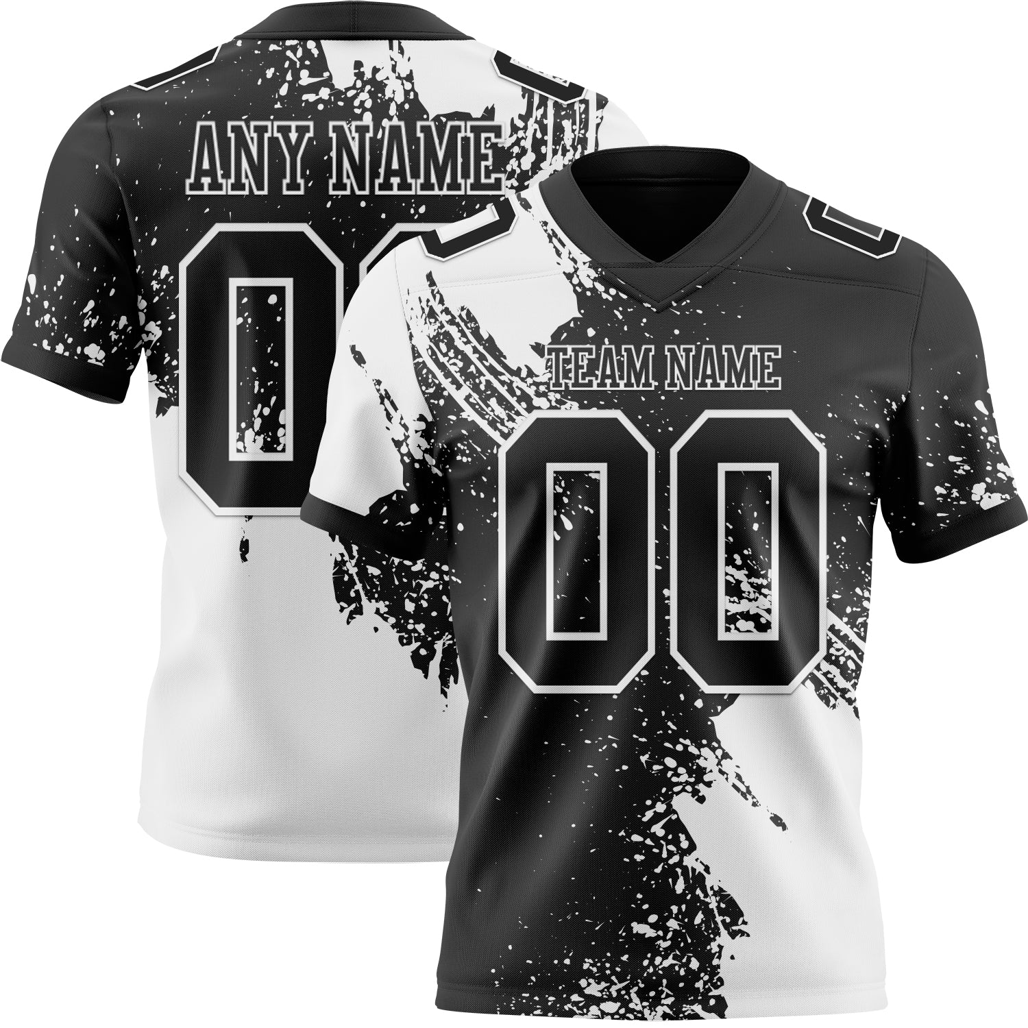 Custom Black White 3D Pattern Abstract Brush Stroke Authentic Football Jersey - Main View