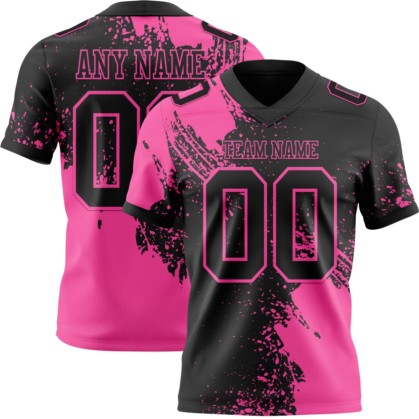 Custom Black Pink 3D Pattern Abstract Brush Stroke Authentic Football Jersey - Main View