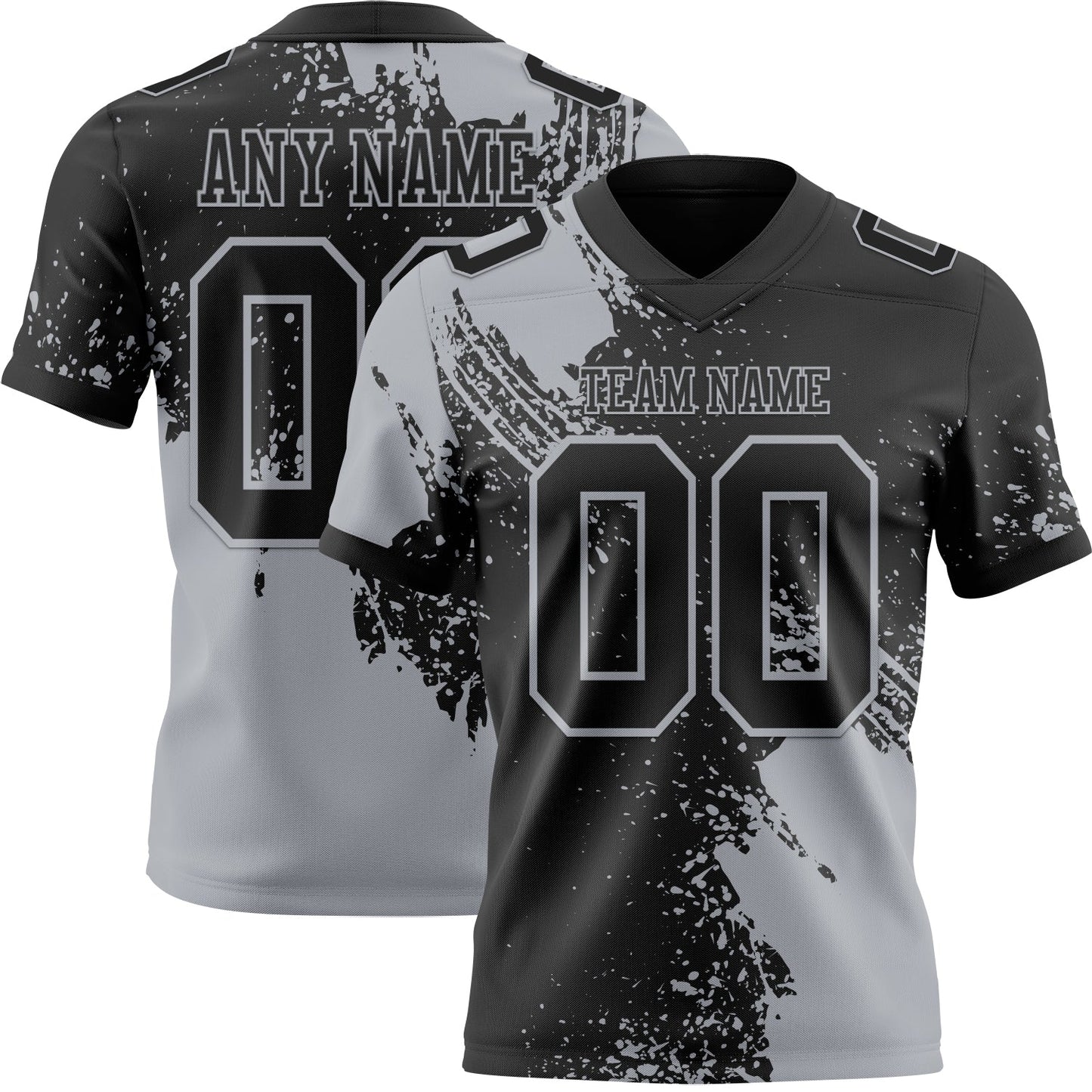 Custom Black Gray 3D Pattern Abstract Brush Stroke Authentic Football Jersey - Main View
