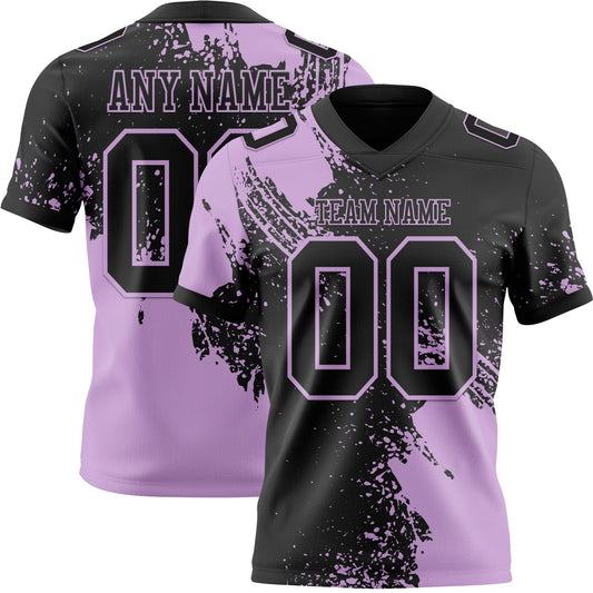 Custom Black Light Purple 3D Pattern Abstract Brush Stroke Authentic Football Jersey - Main View