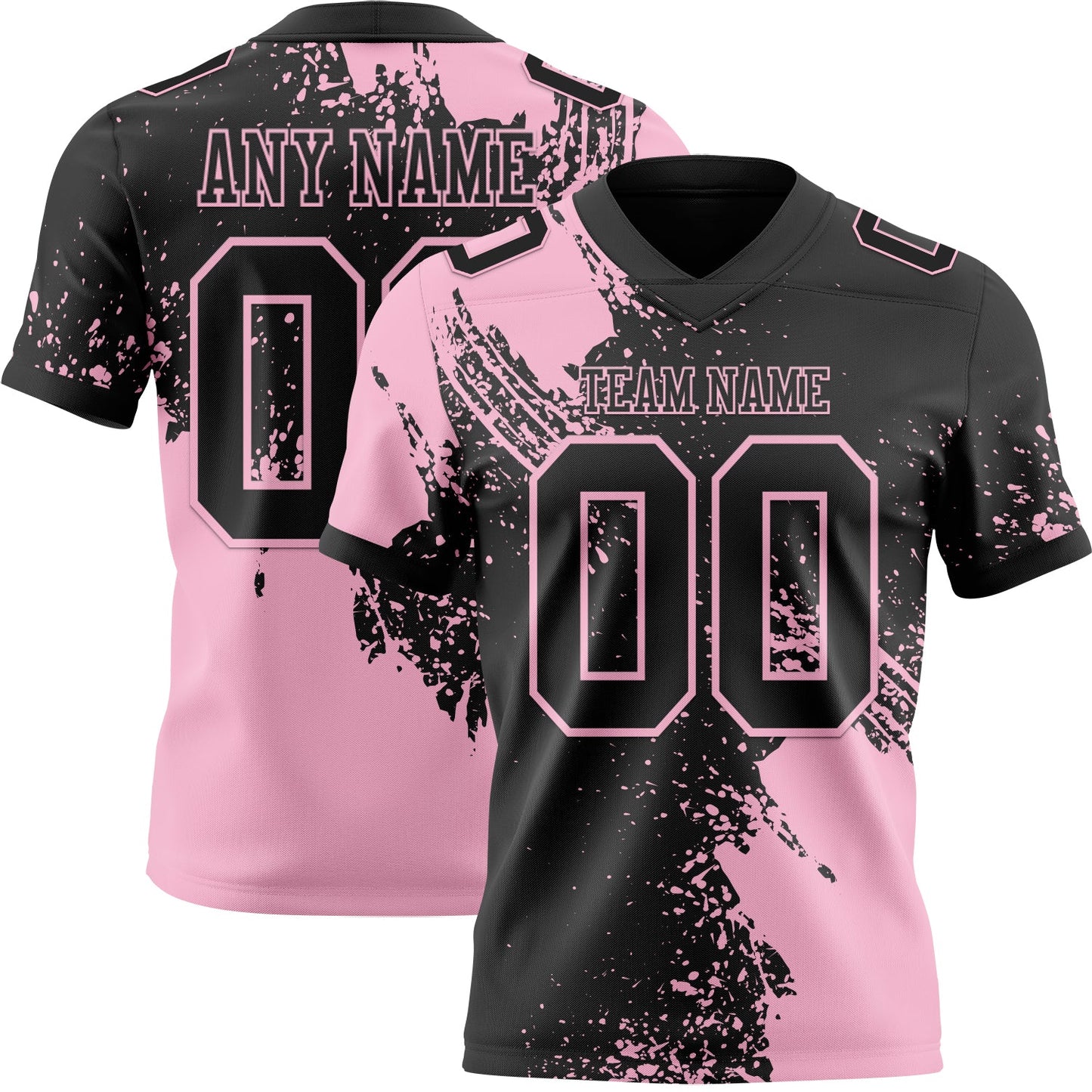 Custom Black Light Pink 3D Pattern Abstract Brush Stroke Authentic Football Jersey - Main View