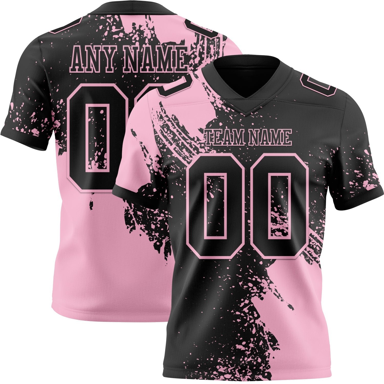 Custom Black Light Pink 3D Pattern Abstract Brush Stroke Authentic Football Jersey - Main View