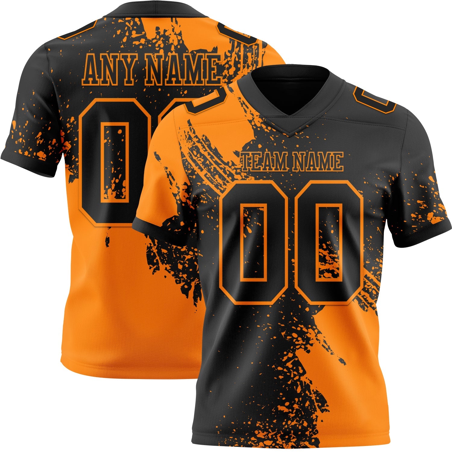 Custom Black Bay Orange 3D Pattern Abstract Brush Stroke Authentic Football Jersey - Main View