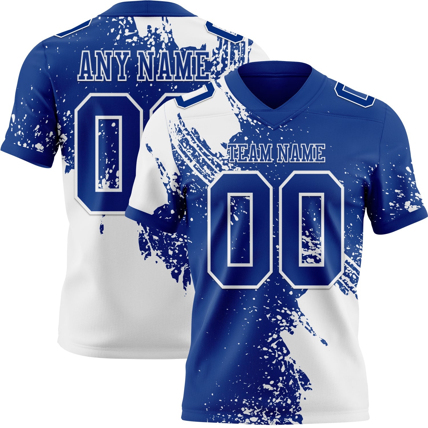 Custom Royal White 3D Pattern Abstract Brush Stroke Authentic Football Jersey - Main View