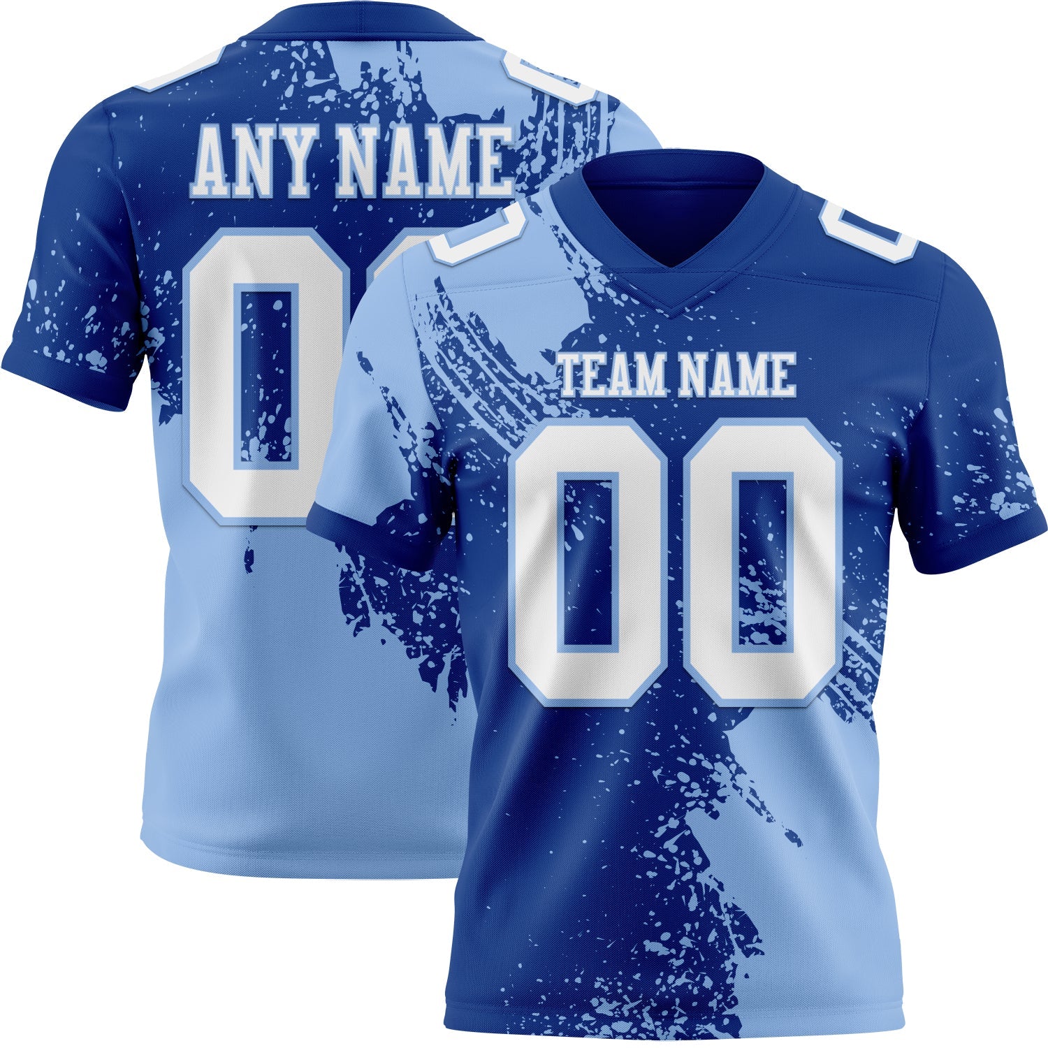 Custom Royal White-Light Blue 3D Pattern Abstract Brush Stroke Authentic Football Jersey - Main View