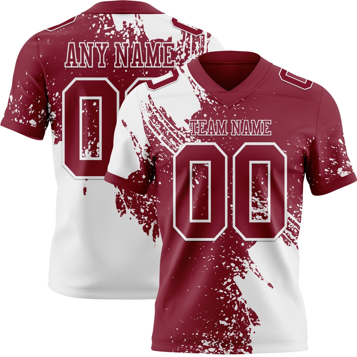 Custom Crimson White 3D Pattern Abstract Brush Stroke Authentic Football Jersey - Main View