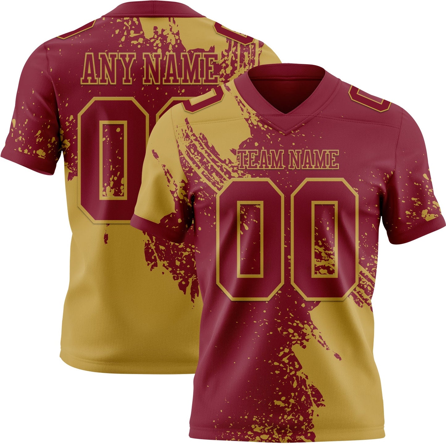 Custom Crimson Old Gold 3D Pattern Abstract Brush Stroke Authentic Football Jersey - Main View