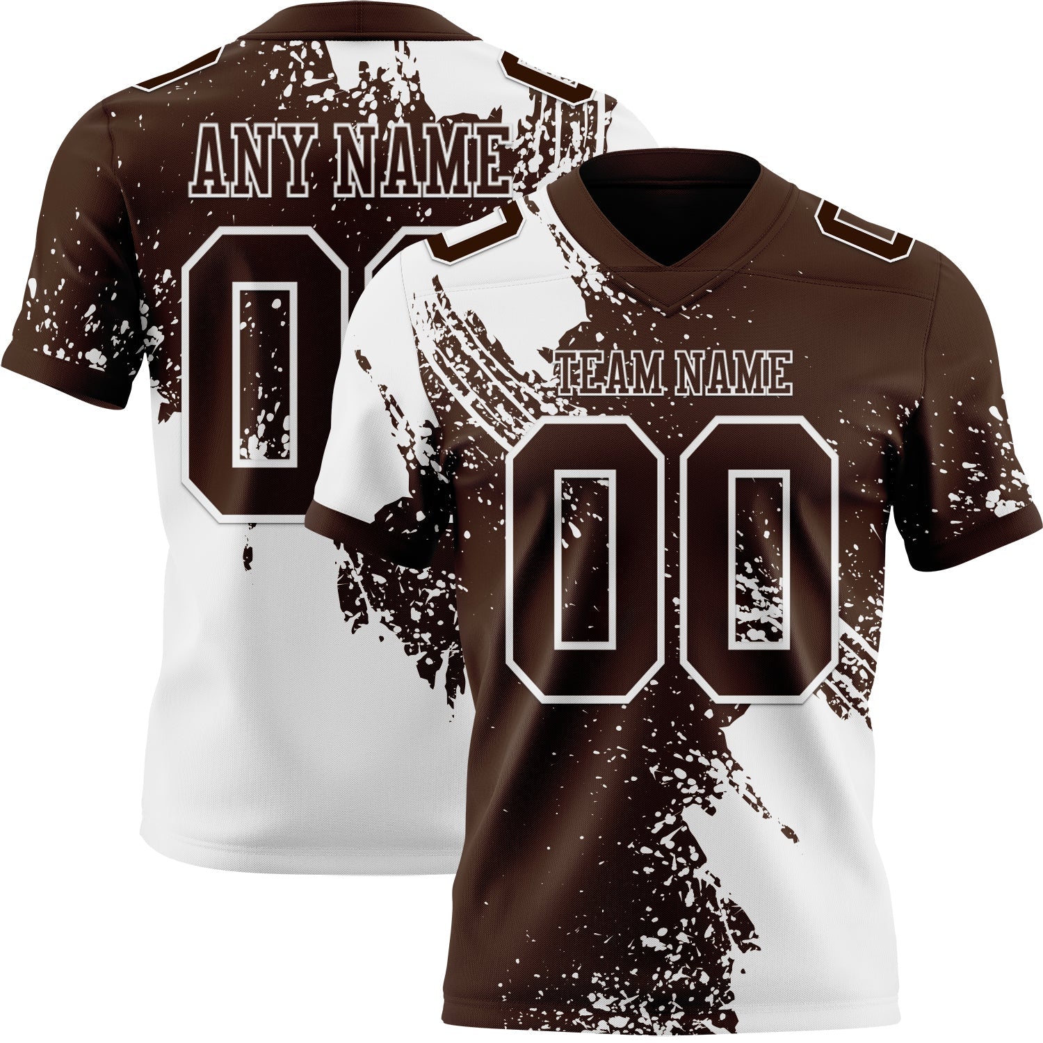 Custom Brown White 3D Pattern Abstract Brush Stroke Authentic Football Jersey - Main View