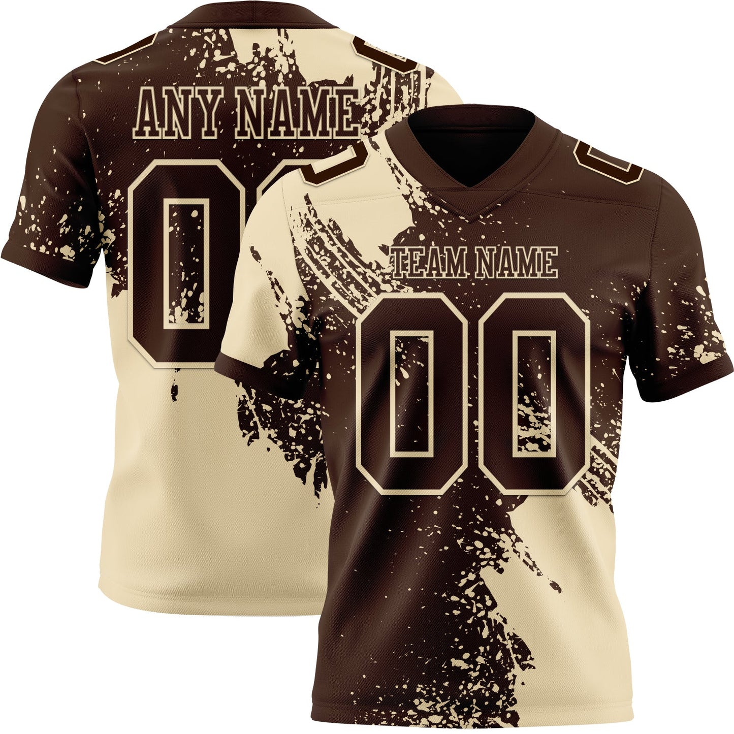 Custom Brown Cream 3D Pattern Abstract Brush Stroke Authentic Football Jersey - Main View