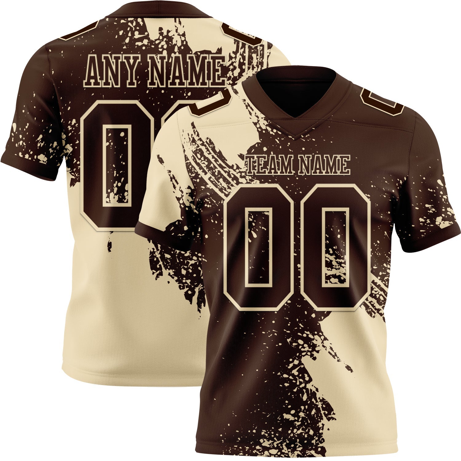 Custom Brown Cream 3D Pattern Abstract Brush Stroke Authentic Football Jersey - Main View