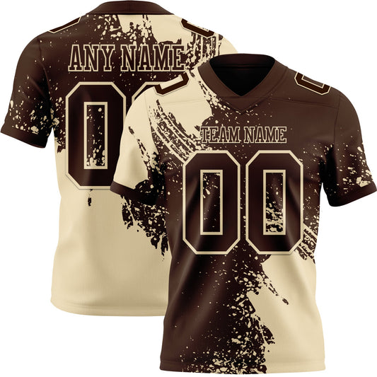 Custom Brown Cream 3D Pattern Abstract Brush Stroke Authentic Football Jersey - Main View
