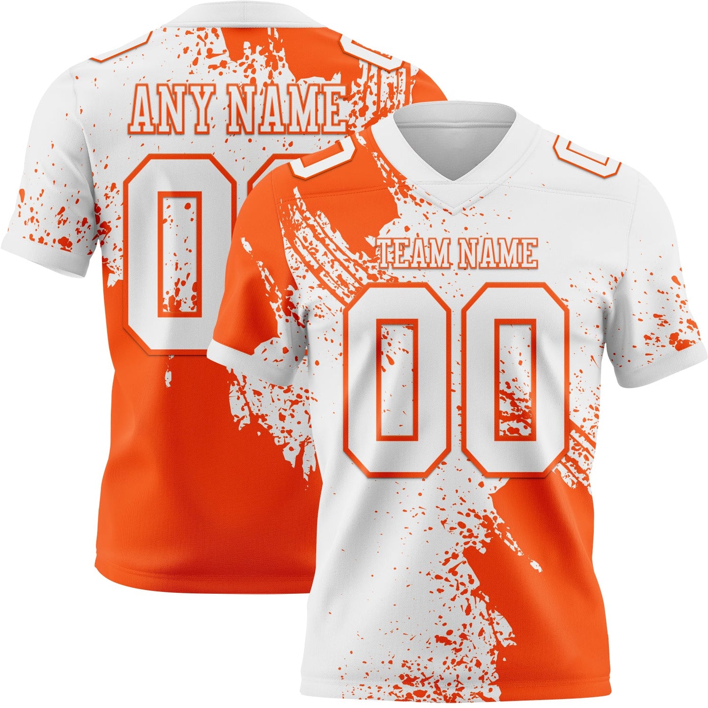 Custom White Orange 3D Pattern Abstract Brush Stroke Authentic Football Jersey - Main View