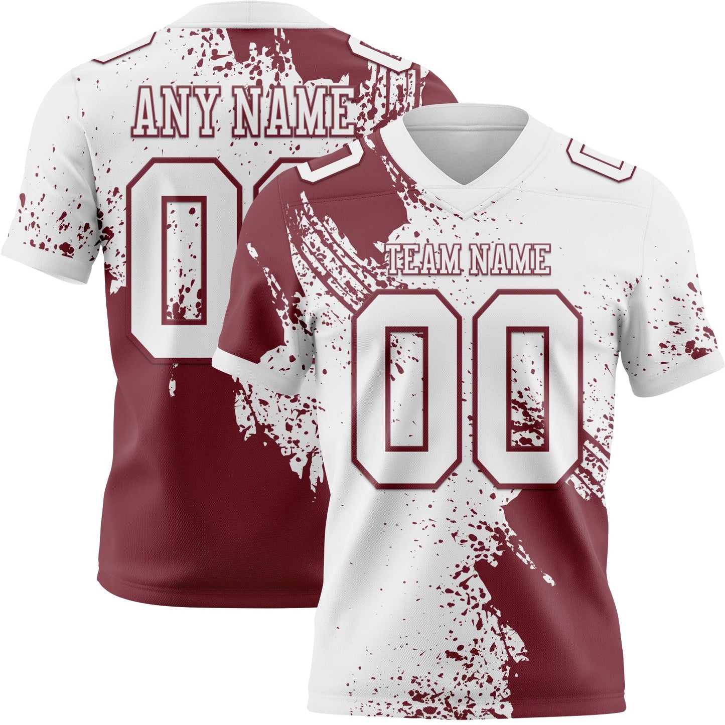 Custom White Burgundy 3D Pattern Abstract Brush Stroke Authentic Football Jersey - Main View