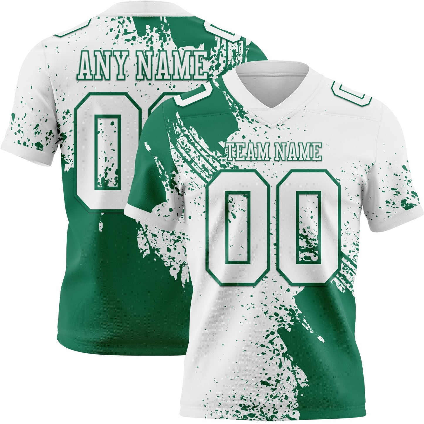 Custom White Kelly Green 3D Pattern Abstract Brush Stroke Authentic Football Jersey - Main View