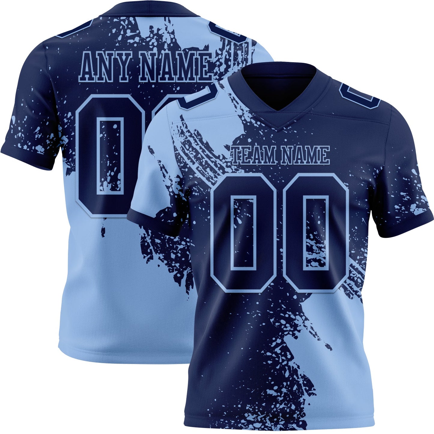 Custom Navy Light Blue 3D Pattern Abstract Brush Stroke Authentic Football Jersey - Main View