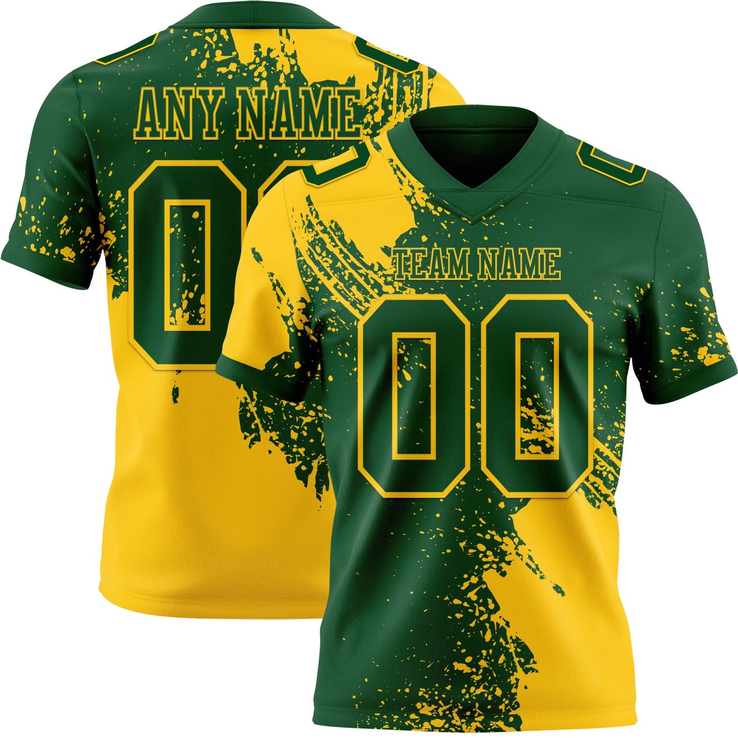Custom Green Yellow 3D Pattern Abstract Brush Stroke Authentic Football Jersey - Main View