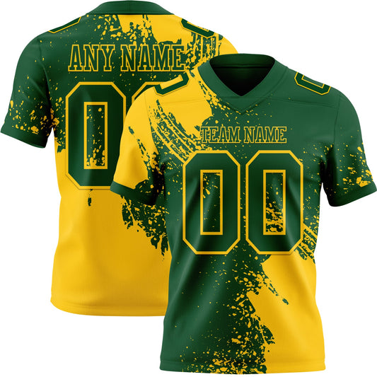 Custom Green Yellow 3D Pattern Abstract Brush Stroke Authentic Football Jersey - Main View