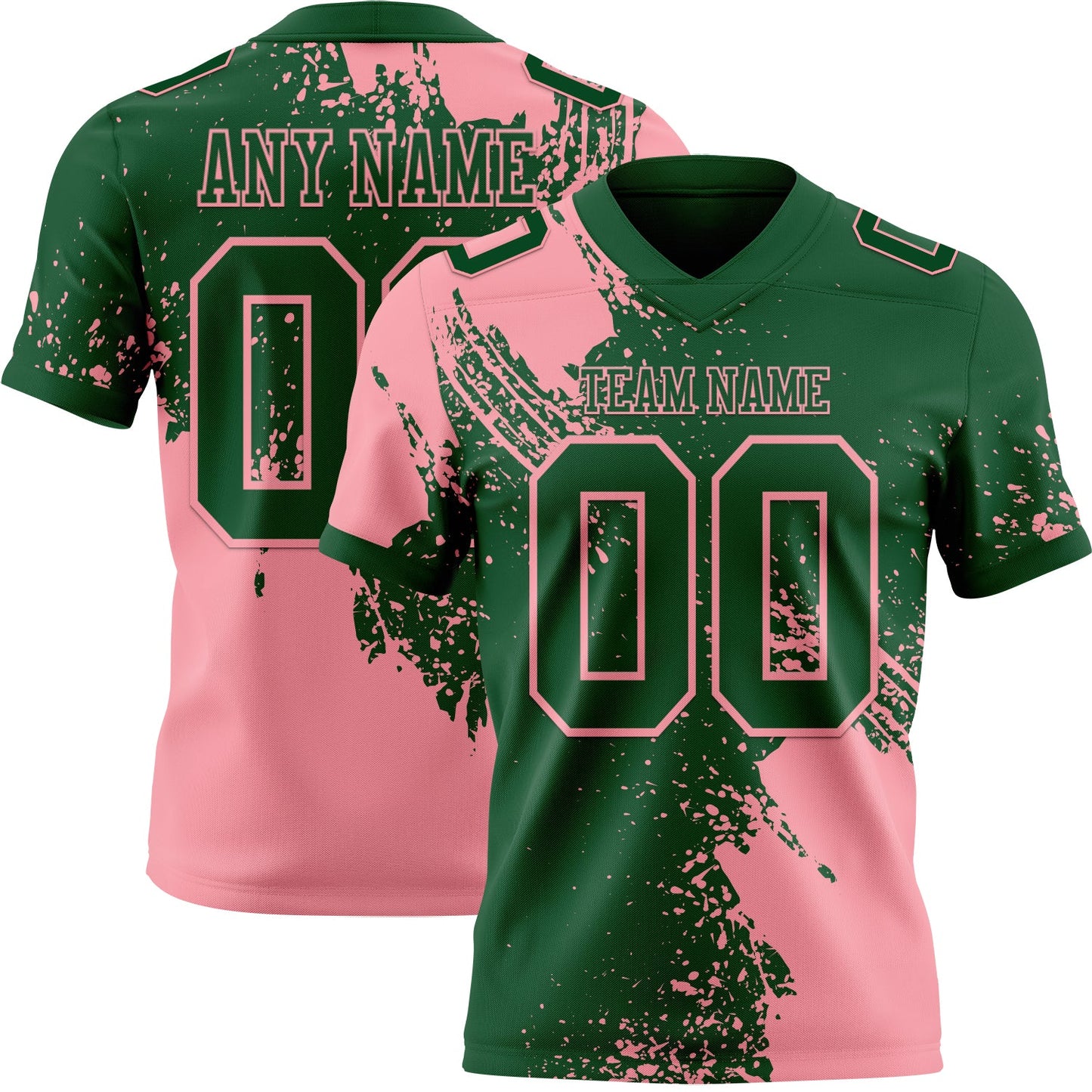 Custom Green Medium Pink 3D Pattern Abstract Brush Stroke Authentic Football Jersey - Main View
