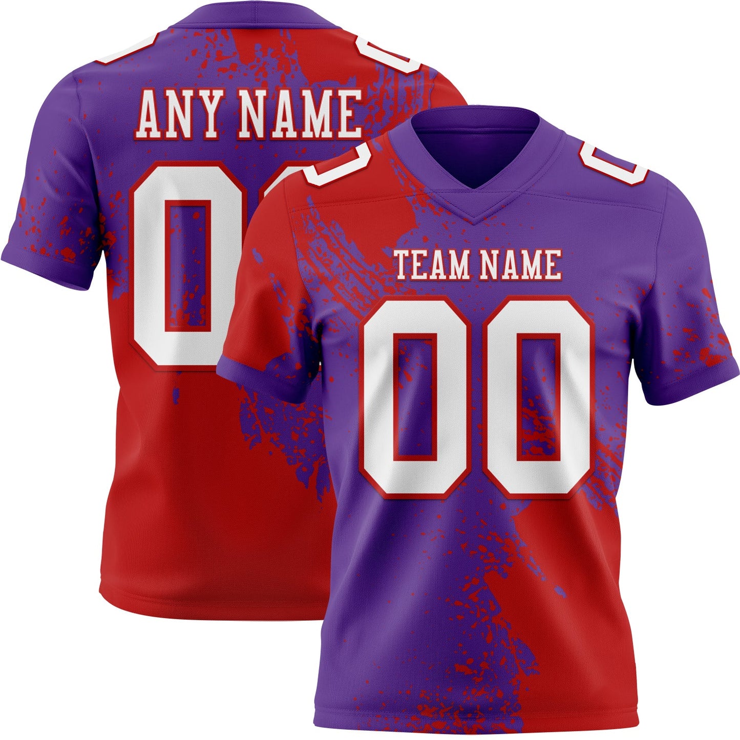 Custom Purple White-Red 3D Pattern Abstract Brush Stroke Authentic Football Jersey - Main View
