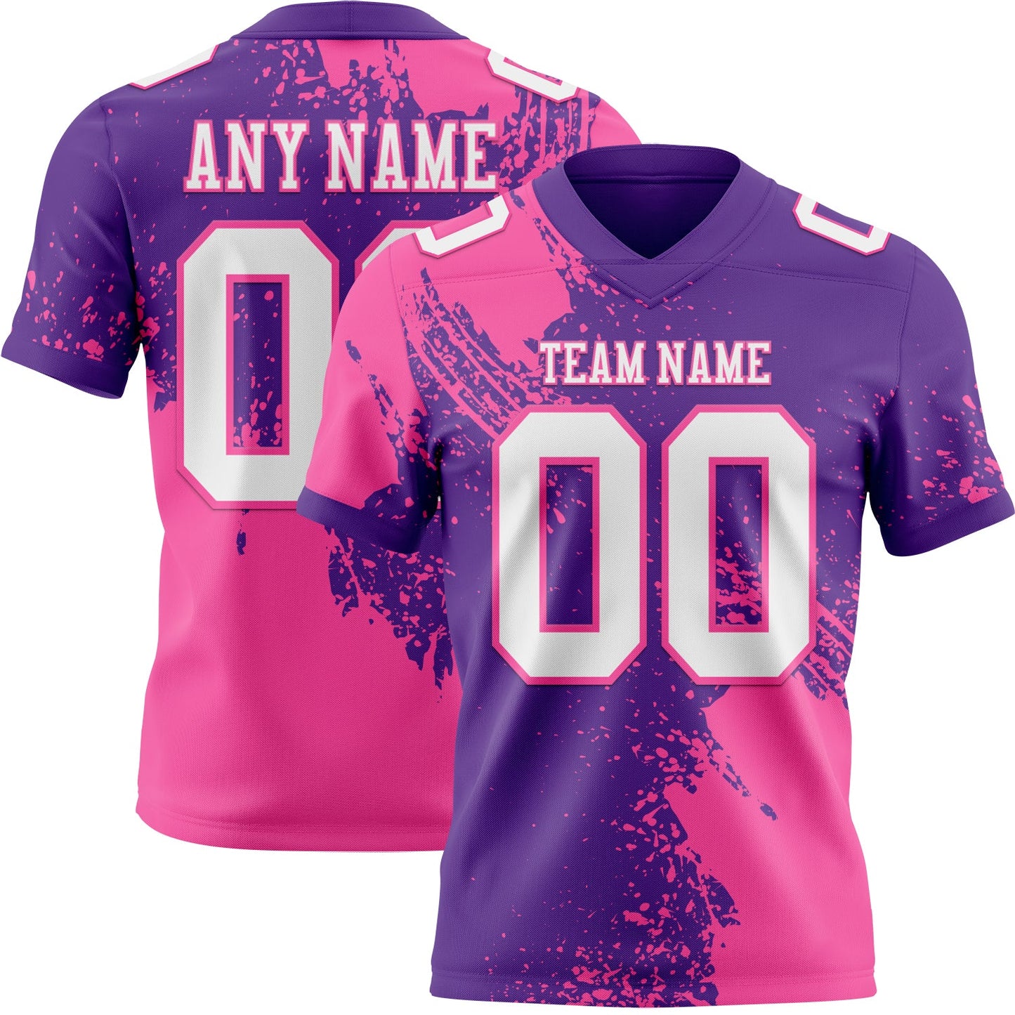Custom Purple White-Pink 3D Pattern Abstract Brush Stroke Authentic Football Jersey - Main View